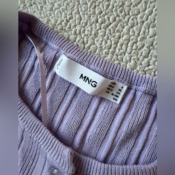 MNG LILAC BUTTON DOWN PEARL BUTTONS BELL SLEEVE TOP XS WOMENS - Picture 6 of 6